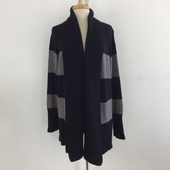 Caslon Wool/Cashmere blend black and grey stripe open front cardigan Size 2X - Picture 1 of 6